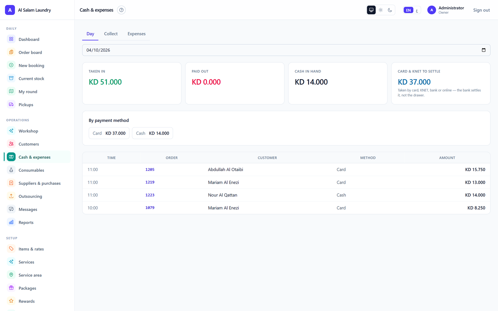 Collection, packages and payment